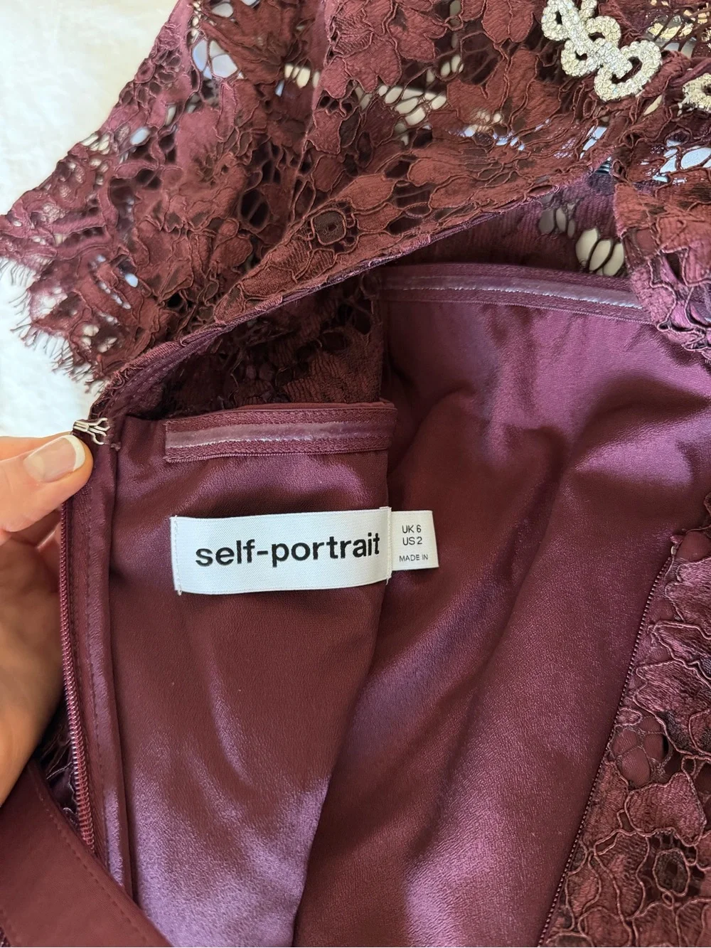 SELF PORTRAIT BELTED LACE AND SATIN MAXI DRESS
